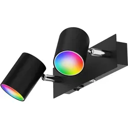 ledscom.de Wandspot WAIKA, zweiflammig, Smart Home RGBW in schwarz von LEDs Com