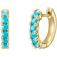 Glanzstücke München Damen Creolen 925/- Sterling Silber gelbvergoldet mit Türkis - Ohrringe für Damen: Hochwertige, gelbvergoldete Creolen mit facettiertem Türkis, ideal für jeden Anlass und perfekt als Geschenk in attraktiver Schmuckbox.