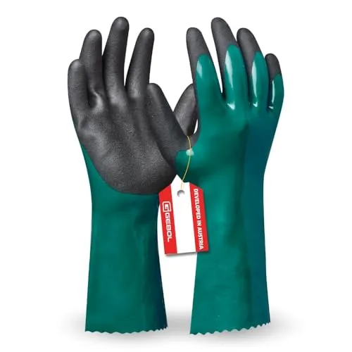 Gebol Hydro | 1 Paar | Größe XL (Gr 10) | Teich- und Pool Gartenhandschuh | wasserfester Nitril Chemikalienschutzhandschuh mit bester Griffsicherheit | für Herren | grün