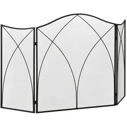 HOMCOM Kaminschutzgitter 126 x 76 cm - schwarz - Aschesauger und Kaminschutz, vollmetallisch und faltbar für sicheren Feuergenuss und platzsparende Lagerung.