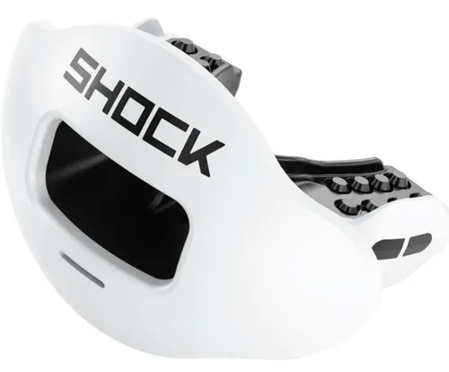 Shock Doctor Max AirFlow 2.0 Lippenschutz in Weiß/Schwarz - Sportschutz mit 10 % mehr Atemkapazität durch innovativen AirFlow-Atemkanal. Kieferentspannendes Design für maximale Energie und Komfort beim Spielen.