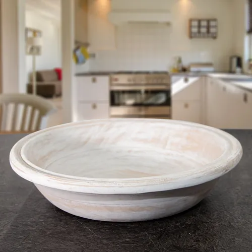 Holzschüssel, Klein, braun-weiß, in Shabby- Chick