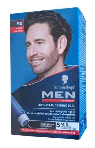 Schwarzkopf Men Perfect Anti-Grau Tönungs-Gel 90 Schwarz Haarfarbe, 1x 80 ml