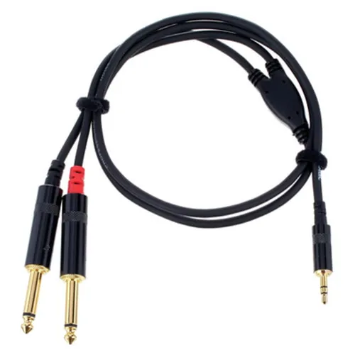 CORDIAL CABLES Audiokabel Stereo-Miniklinke - 2 Mono-Klinkenstecker 90 cm, hochwertiger Neutrik Rean-Stecker für klare Audioübertragung