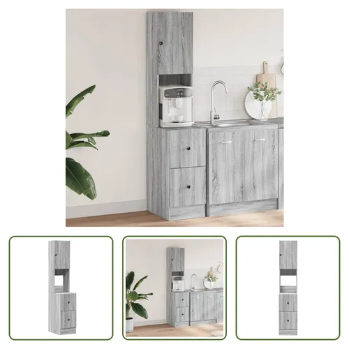 The Living Store Küchenschrank Grau Sonoma 35x50x180 cm Holzwerkstoff