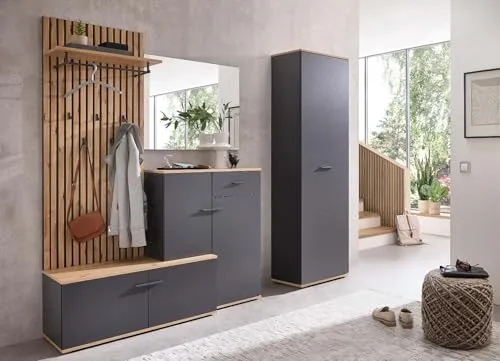 moebel-dich-auf Garderoben-Set COMO, 223 cm breit in grau von moebel-dich-auf
