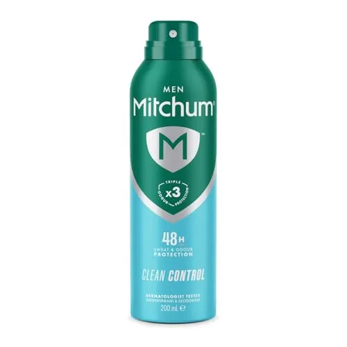 Mitchum Men Triple Odor Defense 48HR Protection Deospray & Antitranspirant (200 ml), Clean Control, Dermatologen getestet (Verpackung kann variieren)