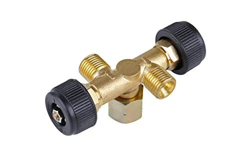 ROTHENBERGER Industrial Doppel-Abzweig Ventil Propan/Butan - Grill-Ventile für den Betrieb von 2 Geräten mit nur einem Propan-Konstant-Regler; sicher und stufenlos regulierbar für optimale Gaszufuhr.