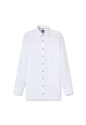 OLYMP Herren Oberhemd Langarm 120584 - Modern Fit, Einfarbig, Weiß - Elegantes Herrenoberhemd in Modern Fit mit New Kent Kragen. Pflegeleicht und ideal für jeden Anlass, sorgt es für einen stilvollen Auftritt.