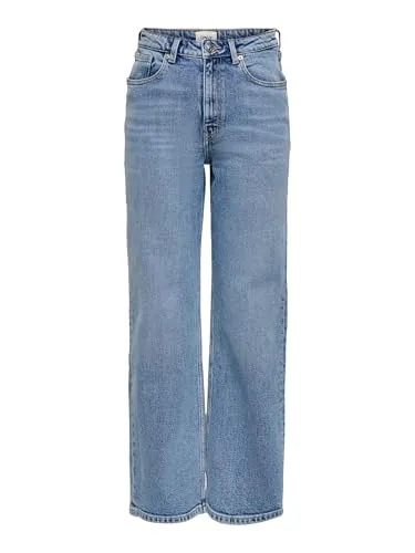 ONLY Weite Jeans ONLJuicy - High Waist, unifarben in Blau, 99% Baumwolle für höchsten Tragekomfort