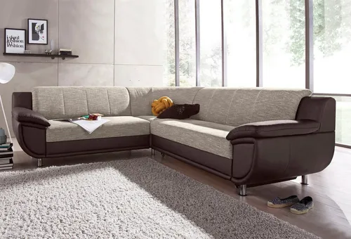 TRENDMANUFAKTUR Ecksofa Rondo 3, zeitlos und modern, im Materialmix, L-Form, wahlweise Federkern für hohen Sitzkomfort, wahlweise Bettfunktion