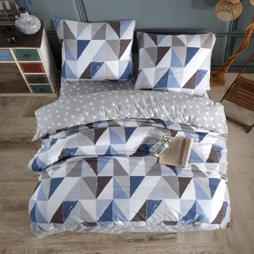 nordqueen Renforce Bettwäsche,100% Baumwolle Bettbezug aus Atmungsaktive, Angenehme Schlafkomfort,Winter Bettwäsche-Set mit Kissenbezug Bettbezug mit Reißverschlus (Lena, 200X220 cm)