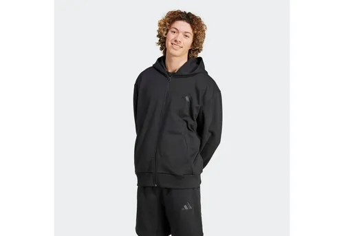 adidas Herren All Szn Fleece Full Zip Hoodie - Hoodie mit lockerer Passform und durchgehendem Reißverschluss, ideal für lässige Looks und Komfort, aus 70% Baumwolle und 30% recyceltem Polyester.