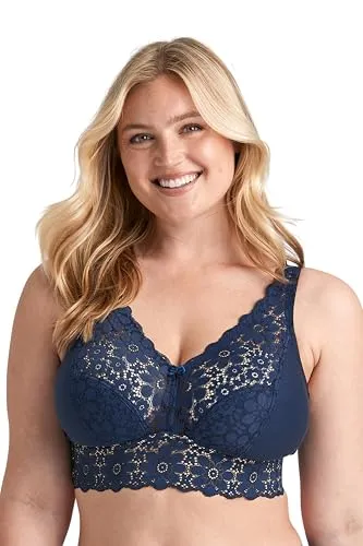 Miss Mary Lace Dreams Bra BH Dunkelblau F 80 Damen - Funktionsunterwäsche – Weicher, bügelloser BH mit luxuriöser Spitze, ideal für maximalen Komfort und Bewegungsfreiheit im Alltag.