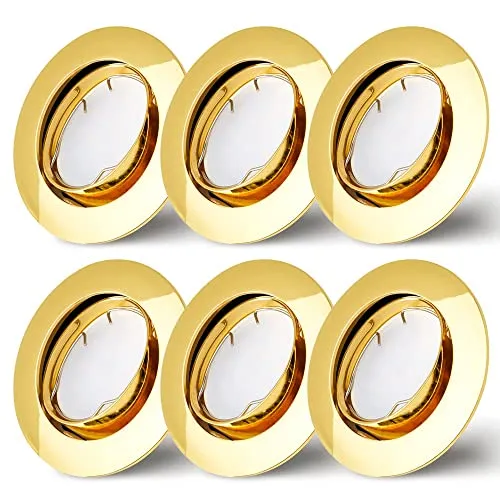 NCC-Licht 6er Set Einbaustrahler Gold Ø75mm Lochbohrung mit LED Modul 5 Watt 400 Lumen Warmweiß 2700K ultra flach 30mm schwenkbar