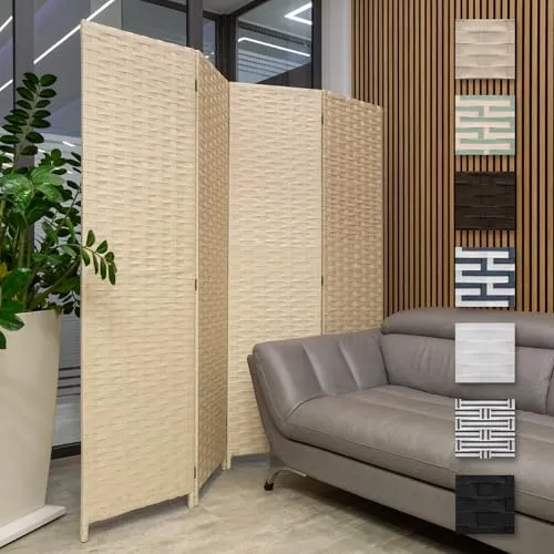 Hexim Raumteiler Paravent 180x180 cm - Klappbare Trennwand für Büro und Homeoffice - Raumteiler-Regale, 4-teilig und freistehend für optimale Privatsphäre und flexible Raumgestaltung in Wohn- und Arbeitsbereichen.