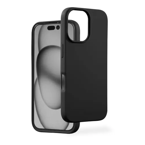 Hama Hülle für iPhone 16 Plus (Handyhülle, stoßfest, Kratzfest, Elegante Schutzhülle für Rückseite, weich, Slim, softe Oberfläche, Wireless Charging kompatibel) schwarz