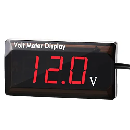 DC 12V Auto Digitales Voltmeter LED Anzeige Spannung Messung Auto Digitales Spannung Messer Panel 4-28V Voltmeter Anzeige für Fahrzeug Motorrad Lastwagen ATV SUV (Rot)