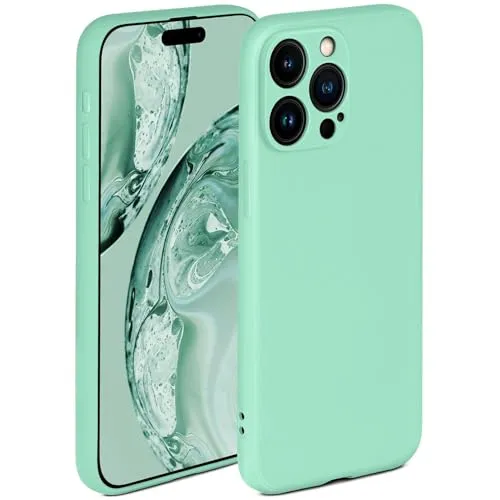 ONEFLOW Soft Case für iPhone 15 Pro Max Hülle aus Silikon mit Kameraschutz, Silikonhülle mit erhöhtem Schutz fürs Display, Backcover Schutzhülle, weiche Handyhülle, Mint