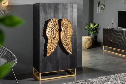 Riess-Ambiente Highboard ANGEL 140cm schwarz/gold in schwarz von Riess-Ambiente
