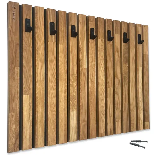 FLEXISTYLE Kleiderhaken wand Wandgarderobe Garderobe Holz Eiche Lamellen Schwarz