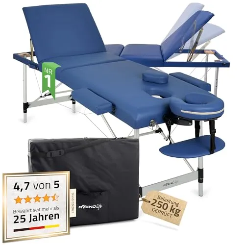 HABYS Adele Massageliege | Klappbar Aluminium 3 Zonen | 250 kg Tragkraft - Massageliegen, mobile und luxuriöse 3-Zonen-Liege mit 5 cm Polsterung für höchsten Komfort – ideal für Massagen und Therapien, tragbar und robust.