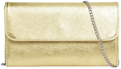 Caspar Echt Leder Clutch Abendtasche Damen in gold von Caspar