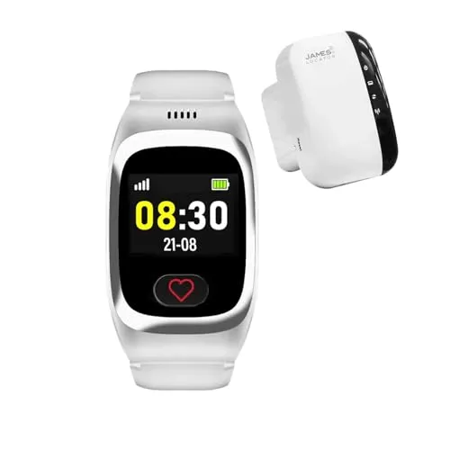 James B8 Notrufuhr mit GPS-Tracking und SOS-Alarm - Innovative Notrufuhr mit GPS-Ortung, Sturzerkennung und 24/7 Alarmzentrale. Inklusive SIM-Karte für EU-weite Nutzung. Ideal für Sicherheit zu Hause und unterwegs.