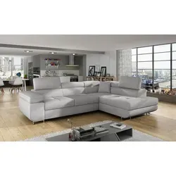 Ecksofa Olmo | 275 x 202 x 90 cm | Anthrazit-Grau - Elegantes Ecksofa Olmo mit ausziehbarer Liegefläche und Stauraum. Ideal für jedes Wohnzimmer, bietet es modernen Komfort und Stil mit verstellbaren Kopfstützen.