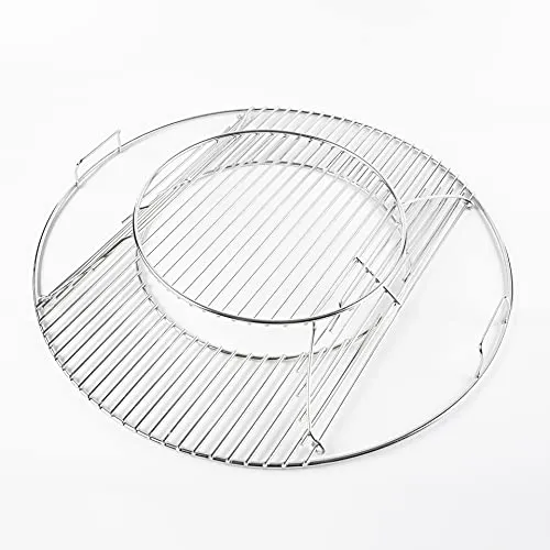 LOKHING Grillrost 8835 für Weber 57cm Klappbar Rund Holzkohlegrills System Gourmet BBQ Kochgitter Ersatz, One Touch, Bar-B-Kettle und Master Touch Zubehör, Kugelgrill Grill Edelstahl