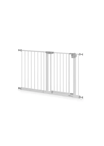 Sämann Türschutzgitter & Treppenschutzgitter zum Klemmen ohne Bohren | selbstschließendes Absperrgitter mit Verlängerung | Absperrgitter | (125-135 cm, Elefantenfuß Form)