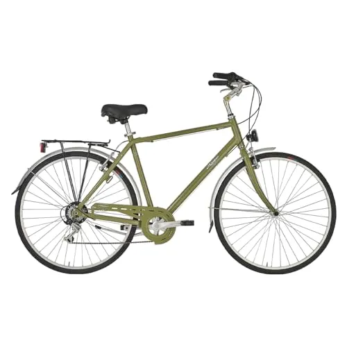 ANITAbyAlpina Cityfahrrad ROXY Man 28 Zoll, oliv - Das elegante Cityfahrrad ROXY ist der perfekte Begleiter für Stadtfahrten und den Arbeitsweg. Mit einer zuverlässigen 6-Gang Kettenschaltung und robusten V-Brakes bietet es Sicherheit und Komfort.