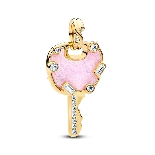 PANDORA Moments Liebesschlüssel Charm-Anhänger in Rosé - Eleganter Charm-Anhänger aus 14k vergoldeter Metalllegierung mit funkelnden Zirkonia und einzigartigem Design. Ideal für deine Pandora Moments und ME Kollektion, um deine persönliche Liebesgeschichte auszudrücken.