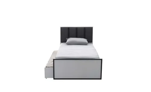Weiß-Schwarzes Kinderbett Ausziehbares Holzbett Schlafzimmer Möbel Neu