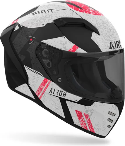 Airoh Connor Omega Helm XL, schwarz-grau-rot - Motorradhelm mit extra großem Sichtfeld, kratzfest und UV-beständig. Ideal für Sicherheit und Komfort beim Fahren.