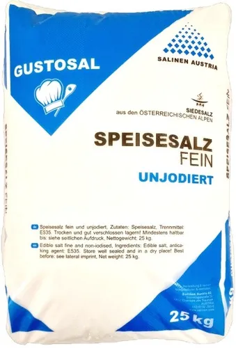 SALINA GUSTOSAL SIEDE SPEISESALZ FEIN 25KG KOCHSALZ SIEDESALZ SALZ UNJODIERT