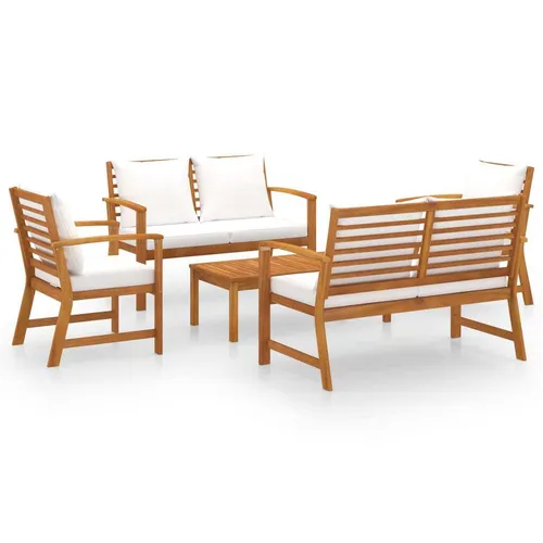 vidaXL 5-tlg. Garten-Lounge-Set aus Akazienholz - Gartenmöbel für stilvolle Entspannung: Robust, langlebig und mit bequemen Kissen für höchsten Sitzkomfort. Ideal für gesellige Stunden im Freien.