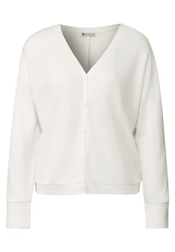 STREET ONE Strickjacke im Strick-Look mit V-Ausschnitt - Strickjacke in off white, casual und bequem, ideal für jeden Anlass. Atmungsaktives Material sorgt für hohen Tragekomfort.