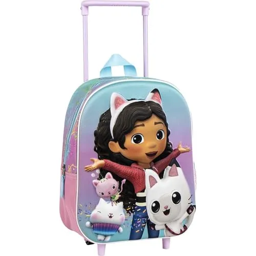 CERDÁ LIFE'S LITTLE MOMENTS Gabby's Dollhouse Kinder Trolley Rucksack - Rucksack für Kinder im Gabby's Dollhouse Design, robust und ergonomisch, ideal für Schule und Freizeit mit viel Stauraum und gepolsterten Gurten.