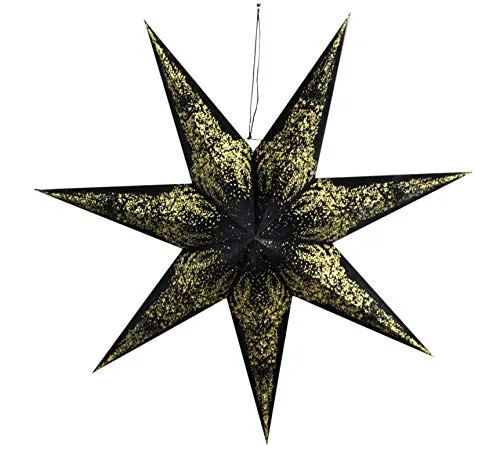 DARO DEKO Stern beleuchtet zum aufhängen mit E14 Fassung schwarz mit Samtbezug 100cm