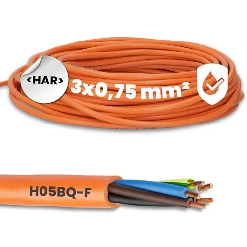 Meter Lapp 0013601 ÖLFLEX 550 P / H05BQ-F 3x0,75 mm² Anschlusskabel mit Schutzleiter I für Baumaschinen, Elektro Handgeräte und Landwirtschaftstechnik I PUR Anschlussleitung 3G0,75 mm2 orange 10