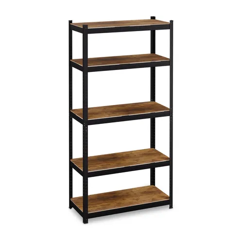 Schwerlastregal 90 cm - Hochregal aus Stahl - Regalsysteme mit verstellbarem Regalboden, ideal für Lagerung von schweren Gegenständen, Farbe: Schwarz, Höhe: 180 cm.