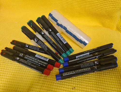 Tenfon Permanentmarker je Blau-Rot-Grün + 24Rollen Kleberband