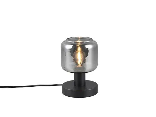 Kleine Mini LED Nachttischlampe mit Rauchglas Lampenschirm - Klassische Tischleuchten mit modernem Design, dimmbar in 3 Stufen und ideal für Fensterbänke oder Nachttische.