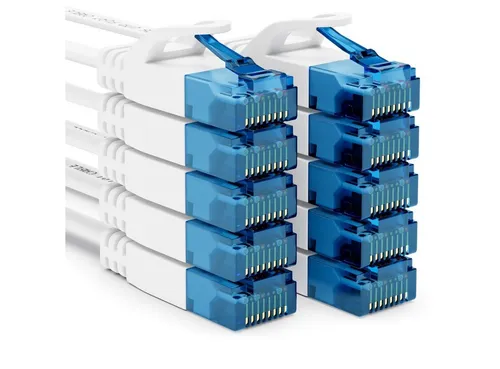 deleyCON 10x 0,25m CAT6 Flaches Netzwerkkabel 1,5mm Flachbandkabel U-UTP RJ45 LAN-Kabel