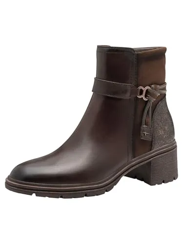 Tamaris Damen Stiefel Leder braun 40 – Eleganter Kurzschaft-Boot - Stylische Damen Stiefel mit modernem Blockabsatz und praktischem Reißverschluss. Bequemes Tragegefühl durch Memory Foam-Fußbett. Ideal für Herbst- und Winterspaziergänge.