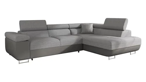 Mirjan24 Ecksofa Torezio mit Bettkasten – Schlaffunktion und verstellbare Kopfstützen - Sofas & Couches mit Schlaffunktion, großzügiger Schlaffläche von 198 x 125 cm, ideal für Gästeübernachtungen und entspannte Abende.