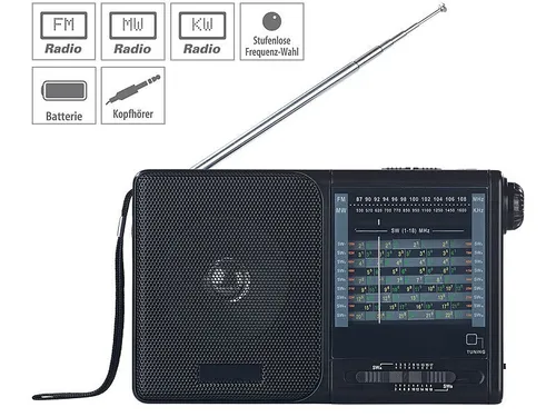 Weltradio TAR-605 Taschenradio Kofferradio - Tragbares AM/FM Radio mit 20 Bandempfang, ideal für Notfälle oder unterwegs. Kompakt, leicht und batteriebetrieben – stets informiert, wo immer Sie sind.