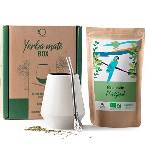 ORIGEENS MATE BECHER - Mate Tee Set mit Mate-Tee Becher (Portugal), Bombilla, Bio Yerba Mate - Originelles Geschenkset für die traditionelle Zubereitung von Mate