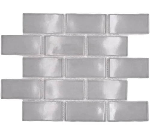 Keramik Mosaikfliese Metro Sybway Verbund uni steingrau hellgrau glänzend MOS26-345